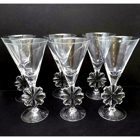 Rare Vtg Lenox Crystal Star Of David Christmas Water Goblets - Picture 1 of 5